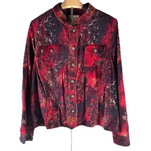 Christopher & Banks Womens Stretch Corduroy Floral Jacket Size XL‎ Button Up